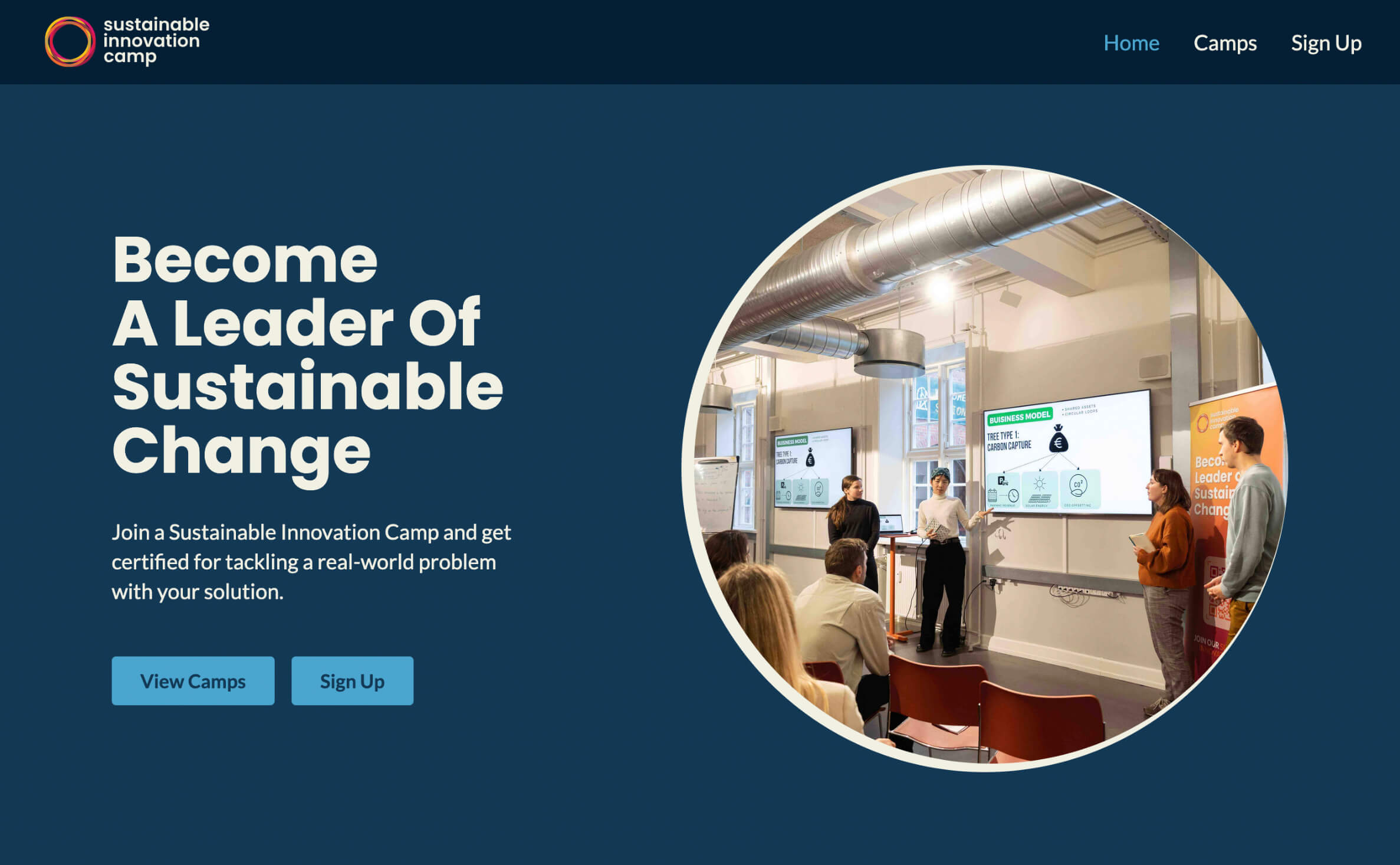 Sustainable Innovation Camp website preview