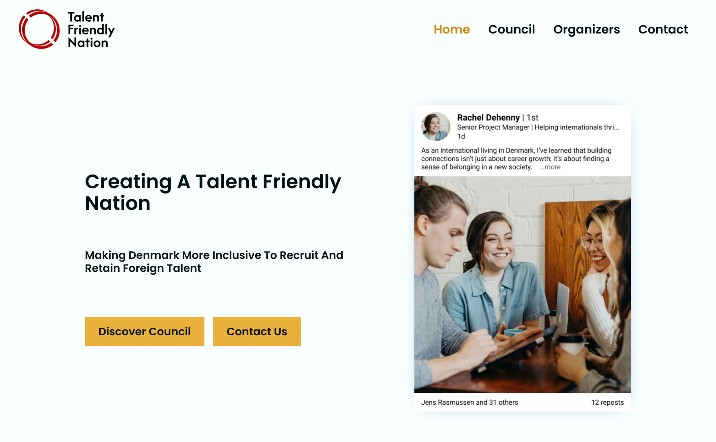 Talent Friendly Nation website preview